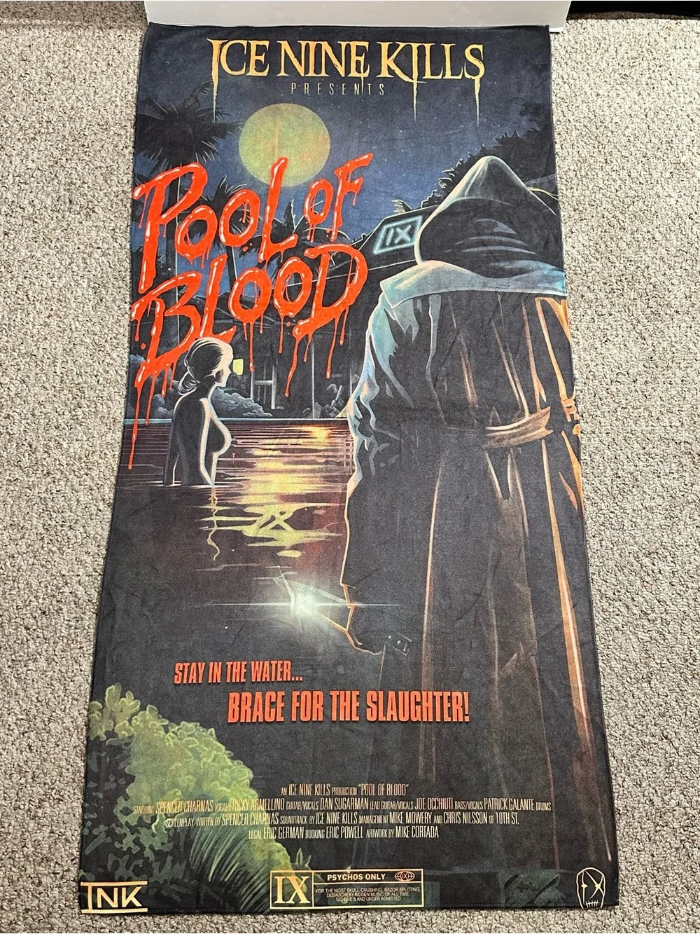 Ice Nine Kills 'Pool of Blood' Beach Towel - Rare Official Metal Tour Merch